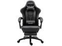 Dowinx Ergonomic Gaming Chair with Massage Lumbar Support, High Back Office Computer Chair with Footrest, Racing Style Recliner PU Leather Gamer Chairs, Black