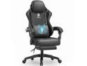 Dowinx Gaming Chair with Pocket Spring Cushion, Ergonomic Computer Chair with Footrest and Lumbar Support for Office or Gaming, Black