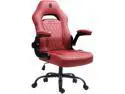 Dowinx Gaming Chair, Breathable PU Leather Gamer Chair with Pocket Spring Cushion, Swivel Desk Chair with adjustable seat and armrests, Ergonomic Computer Chair with reclining backrest, Red