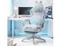 Dowinx Cute Gaming Chair with Cat Ears and Paw Lumbar Seat Cushion, Ergonomic Computer Chair with Footrest, Kawaii Game Chair for girls, Reclining PC Game Chair for Home Use, Blue White