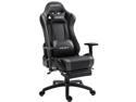 Dowinx Gaming Chair Ergonomic Office Recliner for Computer with Massage Lumbar Support, Racing Style Armchair PU Leather E-Sports Gamer Chairs with Retractable Footrest (Black&Grey)