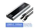 Inateck NVMe Enclosure for M.2 NVMe and SATA SSDs, USB 3.2 Gen 2 Type C, Tool Free, FE2027 Black Gray