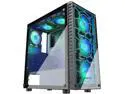 MUSETEX ATX PC Case Pre-Installed 6Pcs 120mm ARGB Fans, Mid Tower Computer Gaming Case, USB 3.0 Tempered Glass Phantom Black Computer Case, G06Q6