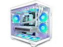 MUSETEX ATX PC Case, 6 PWM ARGB Fans Pre-Installed, 360MM RAD Support, Type-C Gaming PC Case, 270° Full View Tempered Glass Mid Tower, Pure White ATX Computer Case,Y6