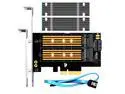 GLOTRENDS PA12-HS 2-in-1 M.2 PCIe 4.0 X4 Adapter with M.2 Heatsink, For One M.2 NVMe SSD and One M.2 SATA SSD, Support 2230/2242/2260/2280 Size