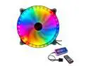 COOLMOON 200mm RGB Cooling Fan (6 Pin) for Adjustable Color LED Desktop PC Computer Chassis Fan with Remote Controller, Colorful Silent Cooler Adjustable with Fan Control Hub (4 Pin)