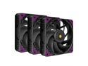 Super Flower, MEGACOOL 120mm fan, Triple-Pack, 12-pole motor design, super cooling performance, PWM, Purple Anti-Vibration Mounting Pads, Computer Case Fan, Remote Control, SF-PF121-BK_3P, 30mm depth