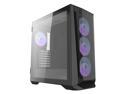 Super Flower Zillion M705, Black Steel, Tempered Glass ATX Mid Tower Computer Case, High-Airflow, 4x 120mm ARGB Fan + ARGB Hub Included.