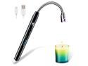 Candle Lighter, TROPRO Electric Arc USB Lighter with Power Indicator, Rechargeable Flameless Portable Windproof Plasma Lighters Long, Triple Safety, Aluminum Case & Hanging Hook (Gloss Black)