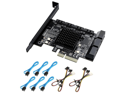 TROPRO PCIe SATA Card 10 Port with 6 SATA Cables and 2 SATA Power Splitter Cables, SATA Controller Expansion Card with Standard Profile Bracket, 6Gbps PCIe to SATA 3.0 PCI-E X4 Host Controller Card
