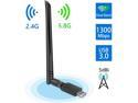 USB WiFi Adapter 1300Mbps, USB 3.0 Wireless Network Adapter, 802.11ac WiFi Dongle with Dual Band 2.4GHz 5.8GHz, 5dBi Antenna, Supports Windows 10 8 7 Vista XP, Mac10.6-10.13, Linux