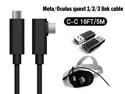 Compatible for Meta/Oculus Link Virtual Reality Headset Cable for Quest 3/2/1 and Gaming PC, 90 Degree Angled USB3.0 Type C to C High Speed Data Transfer & Fast Charging (16ft/5m) with USB C-A adapter