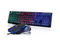 TROPRO GTX300 RGB Gaming Keyboard and Colorful Mouse Combo, USB Wired LED Backlight Gaming Mouse and Keyboard for Laptop PC Computer Gaming and Work, Letter Glow, Mechanical Feeling