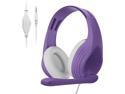 A9 Pro Purple Headset with Microphone, Stereo Sound Wired Headphones for Women and Girls, Noise Cancelling Microphone with 3.5MM Jack