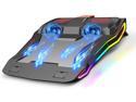 Laptop Fan Cooling Pad, Gaming Laptops Radiator Cooling Stand, Double Quiet high Speed Turbine Large air Volume USB Laptop Cooler, Suitable for 15-18inch laptops, 2 Heights, Colorful LED Lights