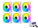 6 Pack RGB Case Fans,HSCCGI 120mm Silent Computer Cooling PC Case Fan RGB Color Changing LED Fan with Remote Controller Fan Hub and Extension