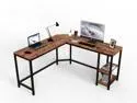 L-Shaped Computer Desk Corner Desk, Office Study Workstation with Shelves, Space-Saving, Easy to Assemble, Rustic Brown