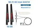 10DB Antenna Set Wi-Fi 6E Intel AX210 Bluetooth 5.2 + 3000Mbps 2.4Ghz 5Ghz 6Ghz M.2 2230 Key E Desktop Kit Wireless Adapter AX210NGW WiFi 6 Card 802.11ax/ac Support MU-MIMO OFDMA Windows 10