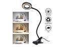 Clip Light Reading Lights -  24 LED Clamp-on Desk Lamp with 3 Color Modes and 10 Brightness Dimmable, 360 ° Flexible Gooseneck Book Clamp Light for Video Conference Lighting Headboard