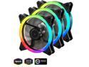 3-Pack Wireless RGB LED 120mm Case Fan,Quiet Edition High Airflow Color LED Case Fan for PC Cases, CPU Coolers,Radiators System,RGB123-3
