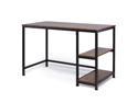 CO-Z Minimalist 47 Inch Study Desk Writing Table, Reversible with 2 Tier Shelves for Home Office, Deep Walnut