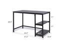 CO-Z Minimalist 47 Inch Study Desk Writing Table, Reversible with 2 Tier Shelves for Home Office, Ebony