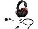 HyperX Cloud Alpha Wireless - Gaming Headset for PC, 300-hour battery life, DTS Headphone X Spatial Audio, Memory foam, Dual Chamber Drivers, Noise-canceling mic, Durable aluminum frame (Black-Red)