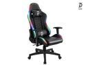 SZD Gaming Chair With RGB LED Light Racing Computer Office Chair High-Back PU Leather Executive Ergonomic Hydraulic Swivel Seat Height Adjustable Headrest and Lumbar Support 3D Armrest (Black &white)