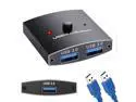 2 Port USB 3.0 Switch Selector, Bi-directional USB Sharing Switch [2 in 1 Out/ 1 in 2 Out], USB3.0 KVM Switcher Box Adapter for Keyboard, Mouse, Scanner, Printer (2 Pack USB 3.0 Cable Included)
