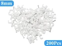 Ethernet Cable Clips White 8mm 200pcs, Single Coaxial Cable Clamps with Nail for CAT5, CAT6, CAT7 Flat Wire
