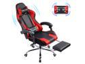 GTPLAYER Gaming Chair with Footrest Ergonomic Massage Office Chair for Adults Adjustable Swivel Leather Computer Chair High Back Desk Chair with Headrest and Massager Lumbar Support, Red