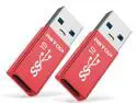 10Gbps USB to USB C Adapter (2-Pack), RIITOP USB C Female to USB A Male Adaptor Charger Cable Converter, double side 10Gbps