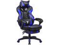 Zeanus Gaming Chair with Massage, Computer Gaming Chair for Adults, Ergonomic Gaming Chair with Footrest, Big and Tall Gaming Chair, Reclining Desk Gaming Chair, High Back Racing Chair (Blue)