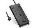 TROND Surge Protector Power Bar with 4 USB Ports, Flat Plug, Power Strip, ETL Listed, 13 Widely-Spaced Outlets, 4000 Joules, 5ft Extension Cord, Wall Mountable, Black
