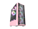 Great Gold ATX Mid-Tower Chassis Gaming PC Case, USB 3.0 E-sports Game Office Desktop Console Cabinet Ice Drill Computer Case ,Digital-RGB Lighting, Tempered Glass ATX / M-ATX / MINI ITX Pink