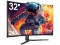 Z-EDGE 32 inch 1080P Full HD 1920 x 1080 240 Hz 1 ms Curved Gaming Monitor, FreeSync Compatible, HDMI + DP, Support Wall Mount 75x75mm