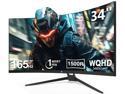 Z-EDGE 34" Ultra Wide 2K Curved Gaming Monitor, 21:9 UWQHD 3440x1440, 165Hz, 1ms, FreeSync Compatible, HDMI x2, DP x2, PBP & PIP Mode
