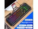 PC Gaming Keyboards RGB LED Backlight Mac Gaming Keyboards 104 Keys USB Wired Computer Keyboards W/Phone Holder Compatible with Windows, MAC, I0S & Android