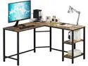 HOMEBI L-Shaped Gaming Computer Desk, Corner Table, Office Study Workstation with 2 Wooden Shelves for Home Office Study, Made of Wood and Metal, Easy to Assemble, Rustic Brown, 54.3" x 54.3" x 29.53"