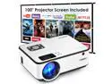 Mini Projector, SHIMOR C9 Portable Movie Projector with 100Inch Projector Screen, 1080P Supported Compatible with TV Stick, Video Games, HDMI,USB,TF,VGA,AUX,AV