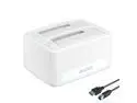 MAIWO Dual Bay Hard Drive Docking Station with Offline Clone, SATA Cloner Dock for 2.5 and 3.5 inch HDDs and SSDs, 40TB Expansion,UASP Supported,White