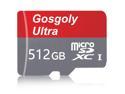 Gosgoly Micro SD Card 512GB Memory Card Mini TF Card High Speed SD Card for Dash Cams Camera Smartphone Tablets Tachograph Drone GPS and Others