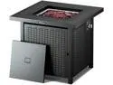 TACKLIFE 28 Inch Propane Fire Pit Table, 50,000 BTU Steel Surface Outdoor Gas Fire Table with Durable Cover, ETL Certification Approval, Table In Summer, Stove In Winter-GFP02