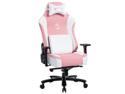 FANTASYLAB Big and Tall 400lb Massage Memory Foam Gaming Chair - Adjustable Tilt, Back Angle and 3D Arms High-Back Leather Racing Executive Computer Desk Office Chair, Metal Base(pink)