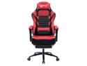 Fantasylab Big and Tall 400lb Massage Memory Foam Gaming Chair, Metal Base, Adjustable Back and Retractable Footrest Ergonomic Leather Racing Computer Desk Office Chair(Red)