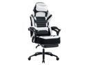 FANTASYLAB Big and Tall 400lb Massage Memory Foam Gaming Chair, Metal Base, Adjustable Back and Retractable Footrest Ergonomic Leather Racing Computer Desk Office Chair, Christmas Limited White