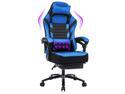 FANTASYLAB Big and Tall 400lb Massage Memory Foam Gaming Chair - Adjustable Tilt, Back Angle and Flip-Up Arms,High-Back Leather Racing Executive Computer Desk Office Chair, Metal Base