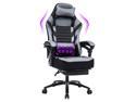 Fantasylab Big and Tall Massage Memory Foam Gaming Chair - Adjustable Tilt, Back Angle and Flip-Up Arms, High-Back Leather Racing Executive Computer Desk Office Chair, Metal Base