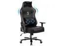 FANTASYLAB Big and Tall 400lb Massage Memory Foam Gaming Chair - Adjustable Tilt, Back Angle and 3D Arms High-Back Leather Racing Executive Computer Desk Office Chair, Metal Base