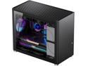 JONSBO D30 BLACK Mini Micro ATX Computer Case, Aluminum/Steel/Tempered Glass-1 Side, Simple High Compatibility MATX Case, Support 240 Water & 168mm Air Cooling, 355mm GPU Support,Interchangeable Side
